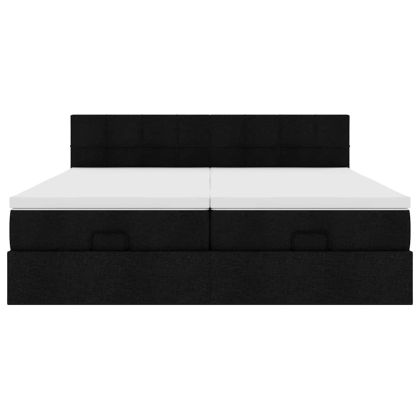 Османска легло с матраци, черно, 180x200 см, плат