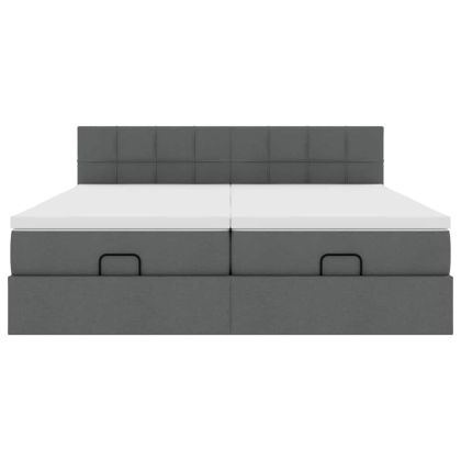 Османска легло с матраци, тъмносиво, 200x200 см, плат