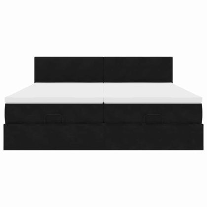Османска легло с матраци, черно, 180x200 см, кадифе