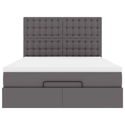 Османска легло с матрак, сиво, 140x200 см, изкуствена кожа