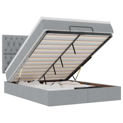 Османска легло с матрак, светлосиво, 140x200 см, плат