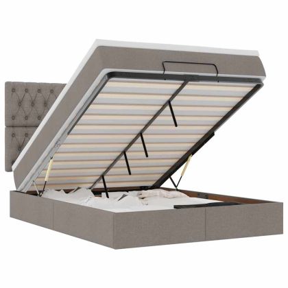 Османска легло с матрак, таупе, 140x200 см, плат