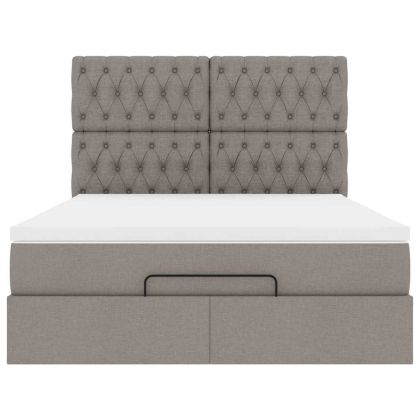 Османска легло с матрак, таупе, 140x200 см, плат