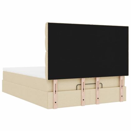 Османска легло с матрак, кремаво, 140x200 см, плат