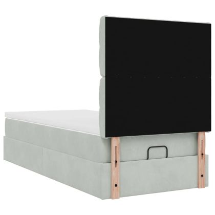 Османска легло с матраци, светлосиво, 90x200 см, кадифе