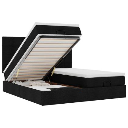 Османска легло с матраци, черно, 180x200 см, плат
