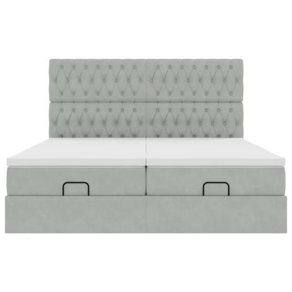 Османска легло с матраци, светлосиво, 180x200 см, кадифе