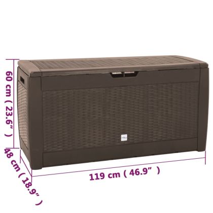 Градински сандък за съхранение кафяв 119x48x60 см полипропилен