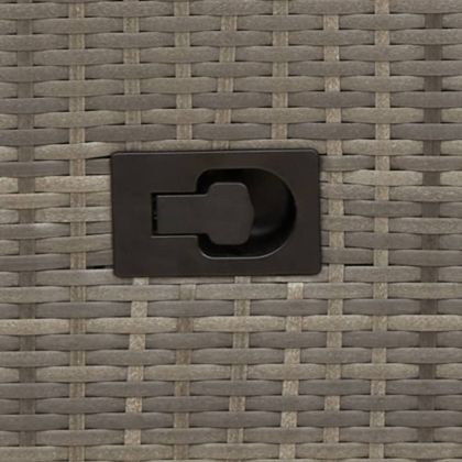 Накланящ се градински диван, 2-местен, с маса, сив, полиратан