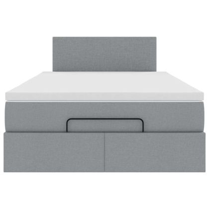 Османска легло с матрак, светлосиво, 120x200 см, плат