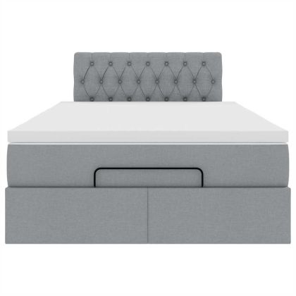 Османска легло с матрак, светлосиво, 120x200 см, плат