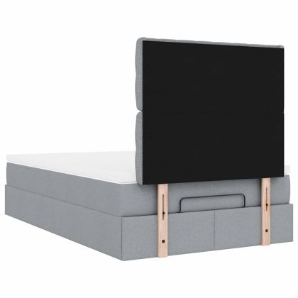 Османска легло с матрак, светлосиво, 120x200 см, плат