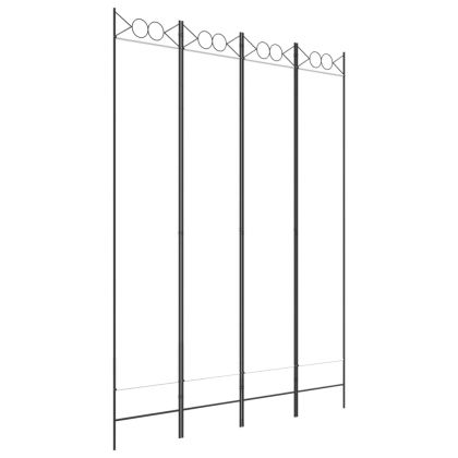 Параван за стая, 4 панела, бял, 160x220 см, текстил