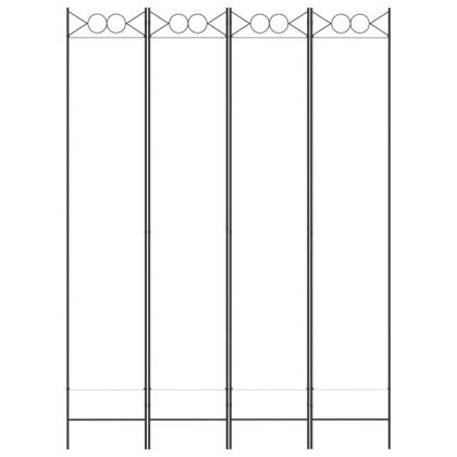 Параван за стая, 4 панела, бял, 160x220 см, текстил