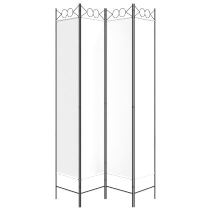 Параван за стая, 4 панела, бял, 160x220 см, текстил