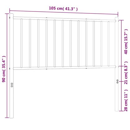 Метална табла за глава, бяла, 100 см