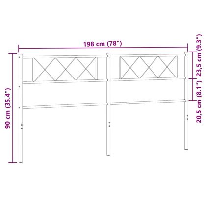 Метална табла за глава, бяла, 193 см