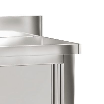 Кухненска работна маса с плъзгащи се врати, неръждаема стомана