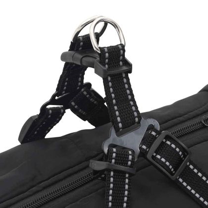 Кучешко палто с ремък Водоустойчиво светлоотразително черно L44