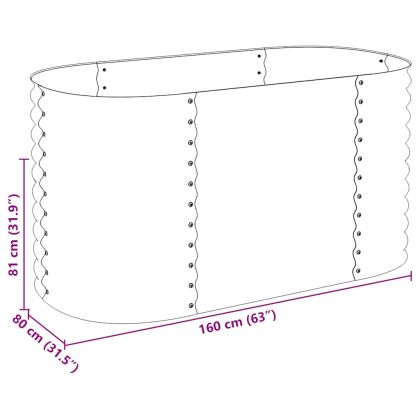 Градинска висока леха 160x80x81 см поцинкована стомана сива
