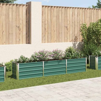 Градинска висока леха поцинкована стомана 240x40x45 см зелена