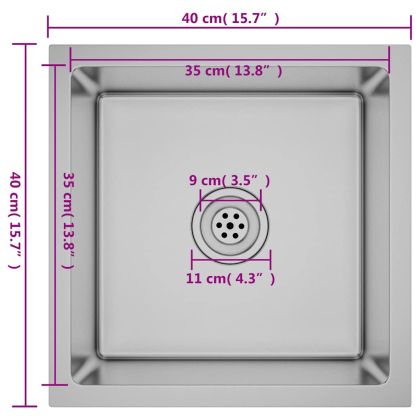 Ръчно изработена кухненска мивка, неръждаема стомана