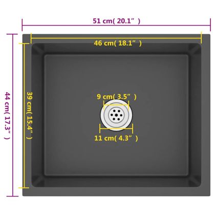 Ръчно изработена кухненска мивка, черна, неръждаема стомана