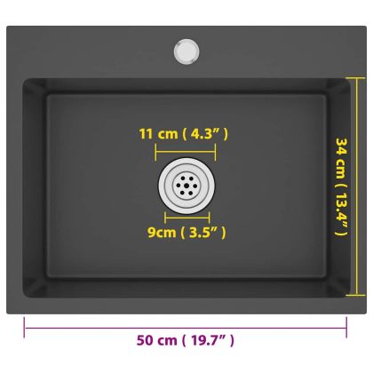 Ръчно изработена кухненска мивка, черна, неръждаема стомана
