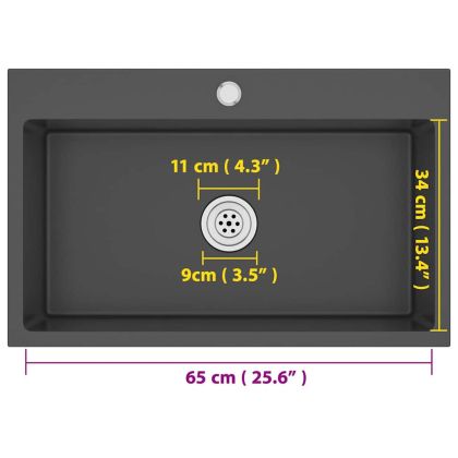Ръчно изработена кухненска мивка, черна, неръждаема стомана
