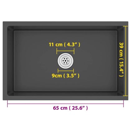 Ръчно изработена кухненска мивка, черна, неръждаема стомана