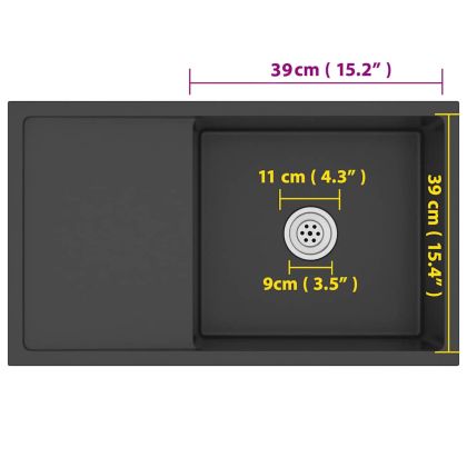 Ръчно изработена кухненска мивка, черна, неръждаема стомана