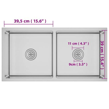 Ръчно изработена кухненска мивка, неръждаема стомана