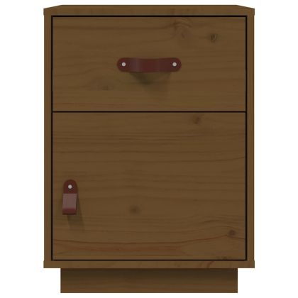 Нощно шкафче, меденокафяво, 40x34x55 см, борово дърво масив