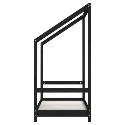 Рамка за детско легло черна 70x140 см масивна борова дървесина