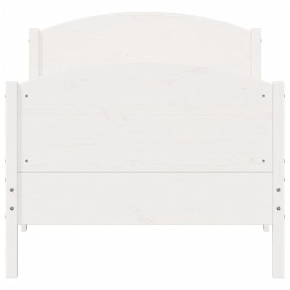 Рамка за легло без матрак, бял, 75x190 см, борово дърво масив