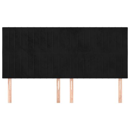 Табла за легло, черна, 160x5x118/128 см, кадифе