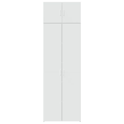 Шкаф за съхранение, бял, 70x42,5x225 см, инженерно дърво