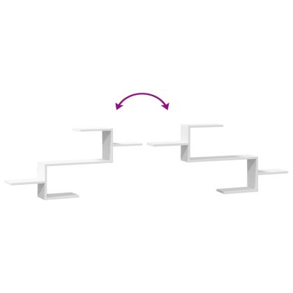 Стенен рафт, бял, 104x15x49 см, инженерно дърво