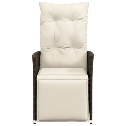 Накланящи градински столове с възглавници 2 бр полиратан кафяви