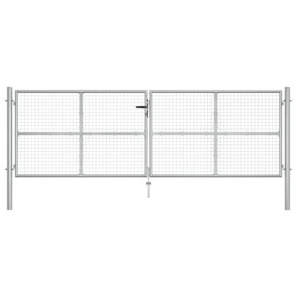 Градинска порта, поцинкована стомана, 400x125 см, сребриста