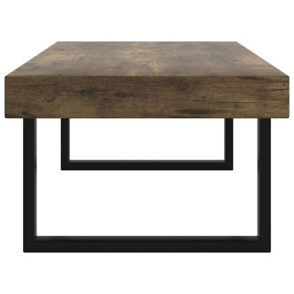 Маса за кафе, тъмнокафяво и черно, 120x60x40 см, МДФ и желязо