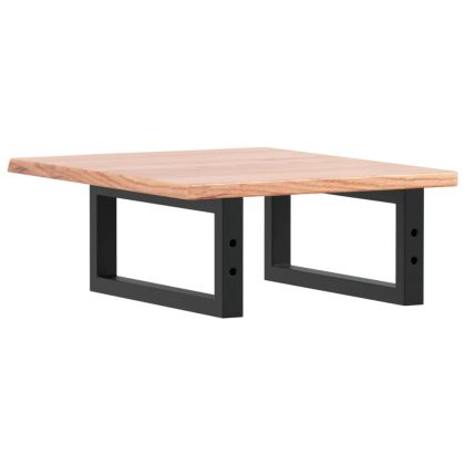 Стенен рафт за мивка, стомана и масивно дърво дъб