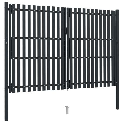 Двойна оградна порта от стомана 300x200 см, антрацит