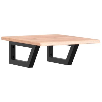 Стенен рафт за мивка, стомана и масивно дърво дъб