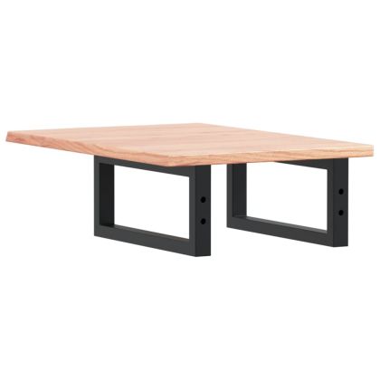 Стенен рафт за мивка, стомана и масивно дърво дъб