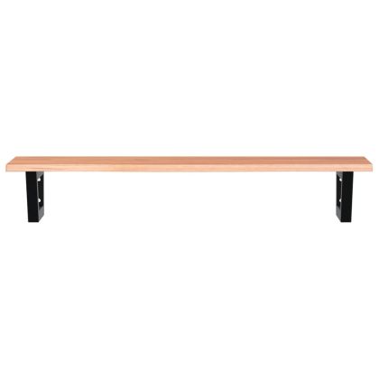 Стенен рафт за мивка, стомана и масивно дърво дъб