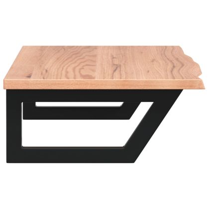 Стенен рафт за мивка, стомана и масивно дърво дъб