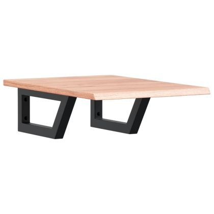 Стенен рафт за мивка, стомана и масивно дърво дъб