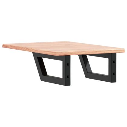 Стенен рафт за мивка, стомана и масивно дърво дъб