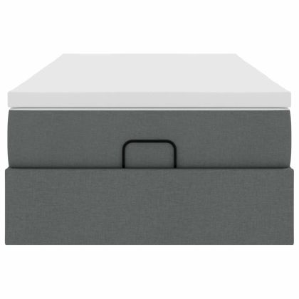 Османска легло с матрак, тъмносиво, 80x200 см, плат